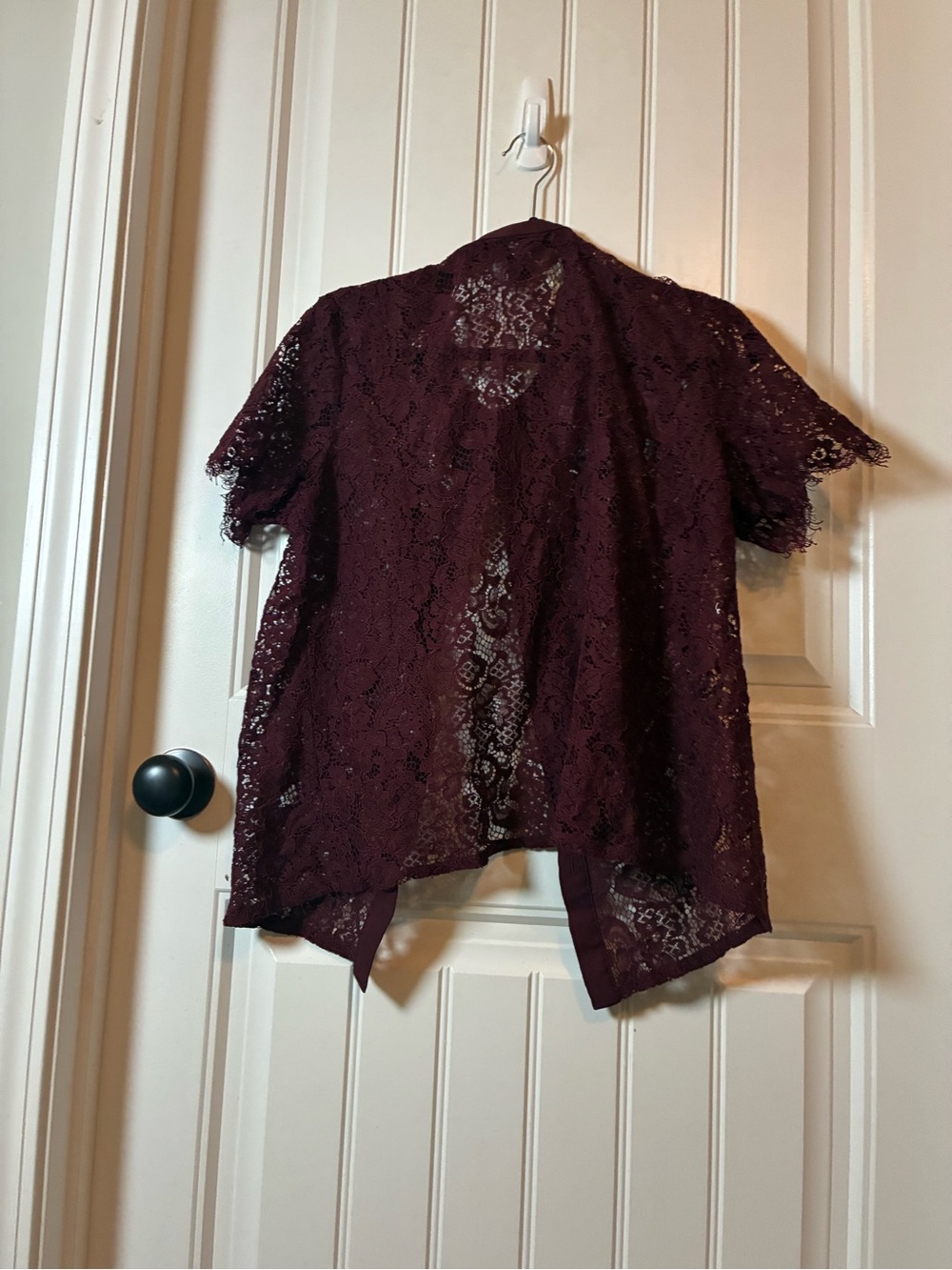 Women's Lace Open-Front Cardigan - Burgundy Liz Claiborne